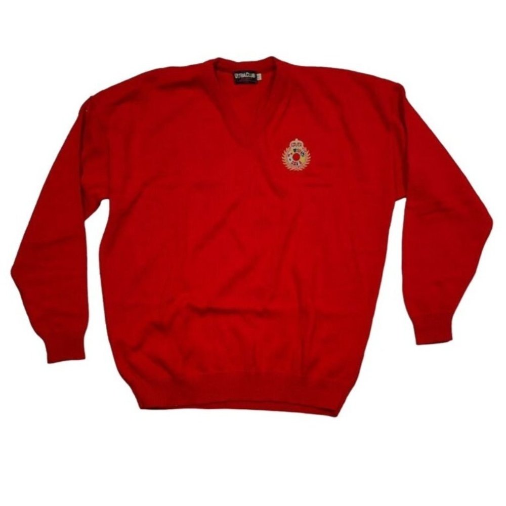 Ultra Club Collection Red Knit V-neck Sweater. Size XXL Mens Acryllc Vintage USA